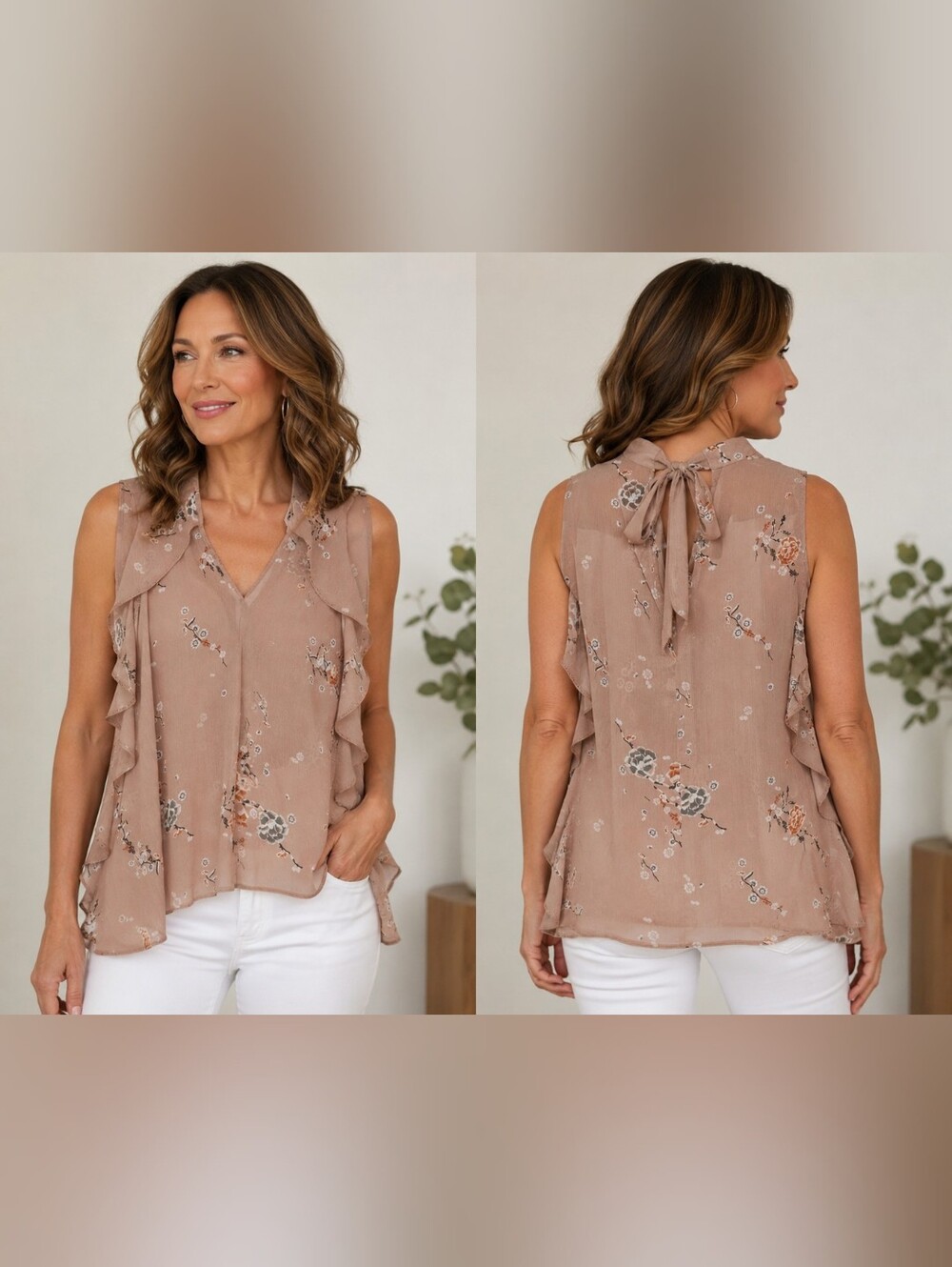Share Atmosphere women's top UK size 8 Dusty Rose Ruffle Sleeveless Top